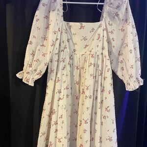 Altar'd State Floral Mini Dress - Cream and Pink
